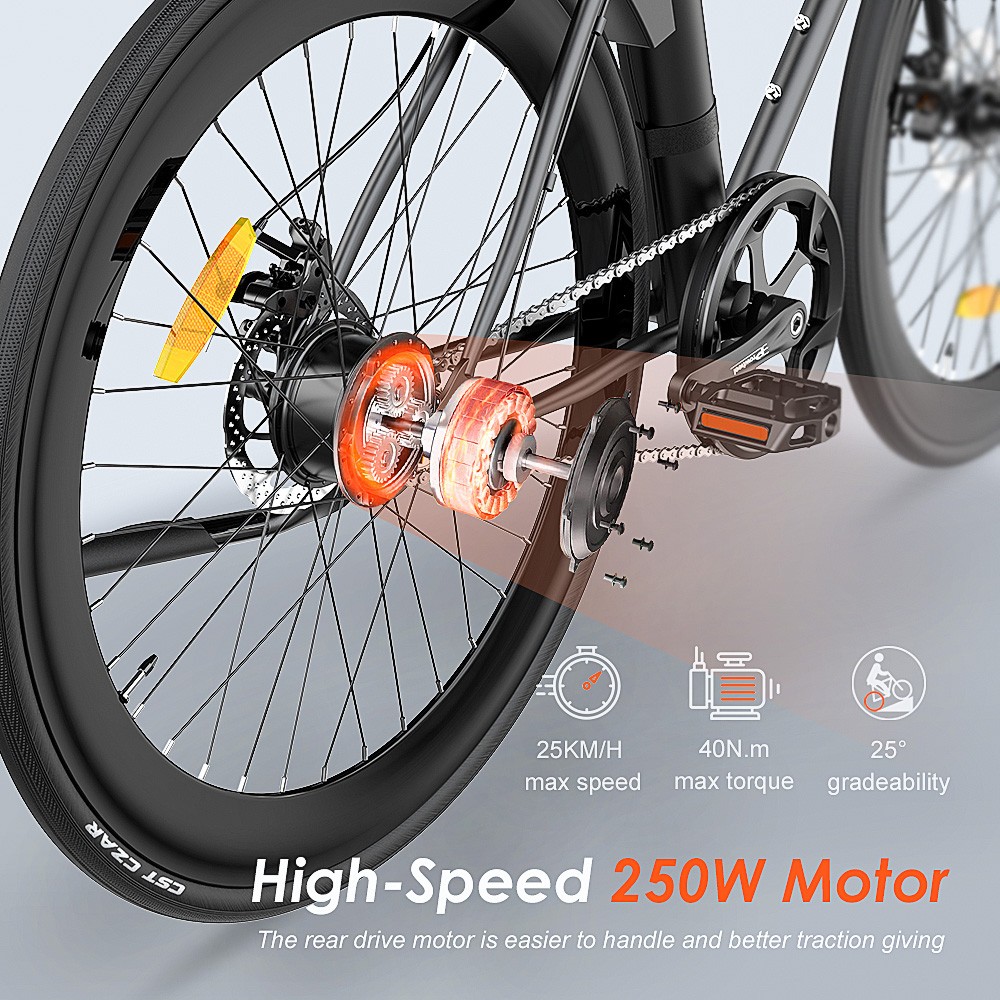 FAFREES F1 Electric Bike 250W Brushless Motor 25km/h Max Speed 9Ah Battery Shimano 7-Speed Transmission - Green