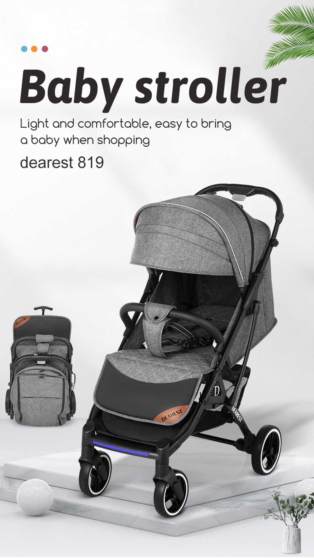 DEAREST 819 Baby Stroller Grey