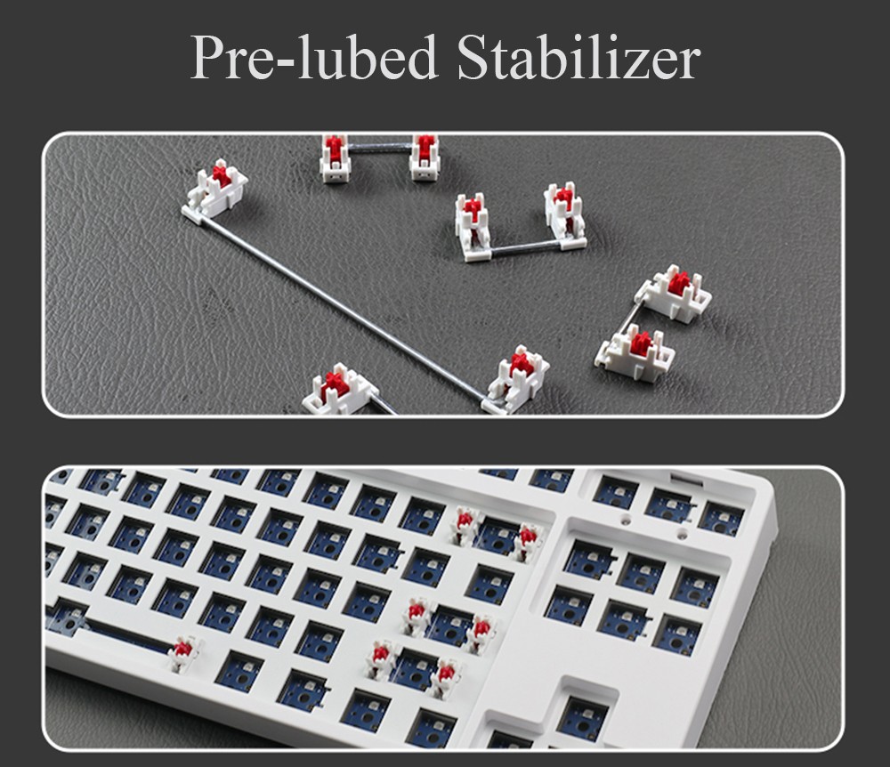 ACGAM MMD87 BT5.0 2.4G Type-C Connection 87 Keys Hot-Swappable Mechanical Keyboard DIY Kits - White