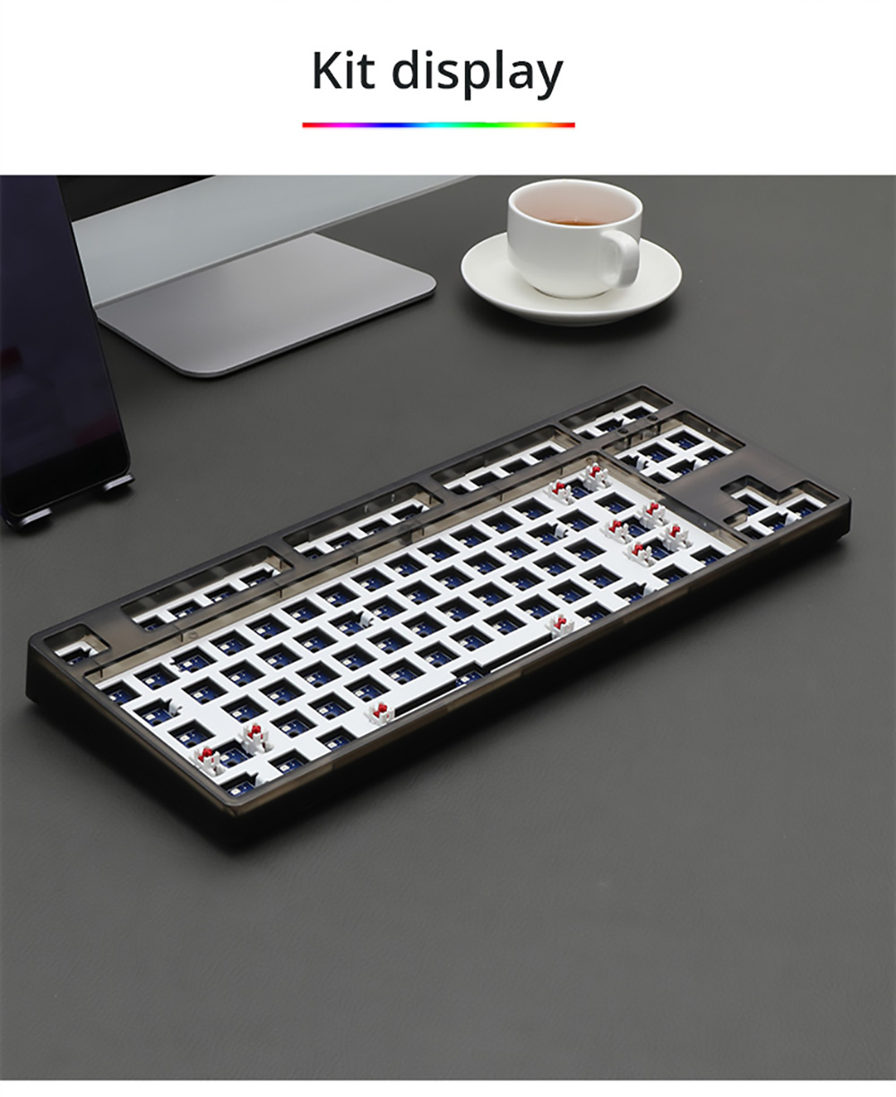 ACGAM MMD87 BT5.0 2.4G Type-C Connection 87 Keys Hot-Swappable Mechanical Keyboard DIY Kits - White