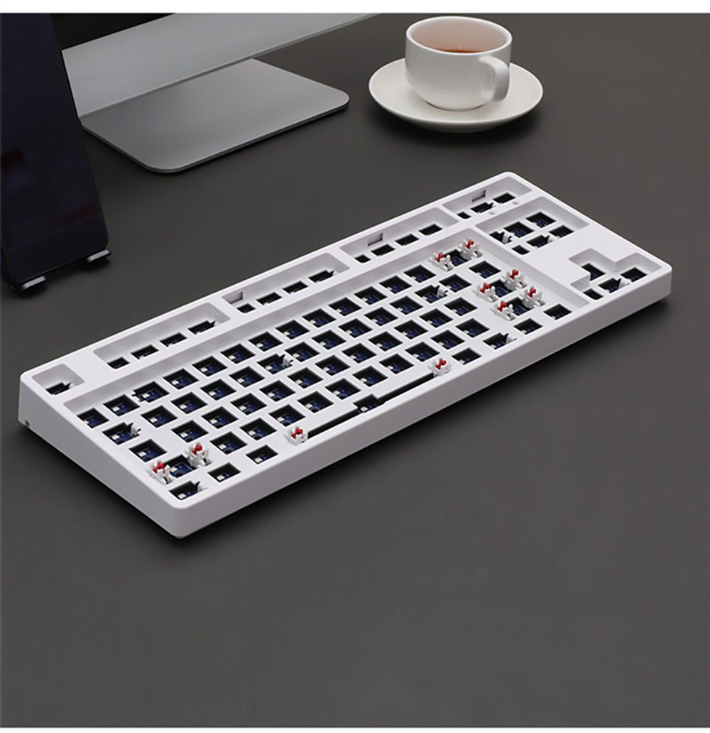 ACGAM MMD87 BT5.0 2.4G Type-C Connection 87 Keys Hot-Swappable Mechanical Keyboard DIY Kits - White