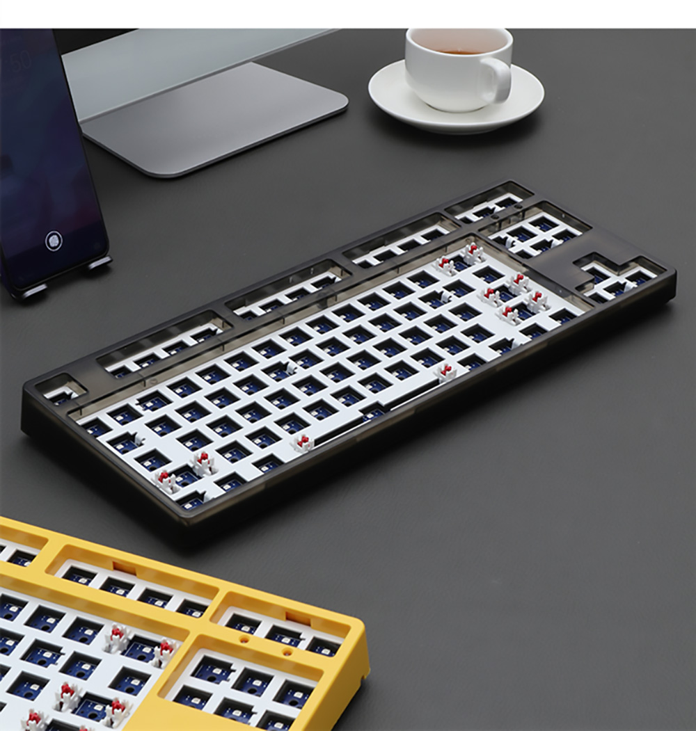 ACGAM MMD87 BT5.0 2.4G Type-C Connection 87 Keys Hot-Swappable Mechanical Keyboard DIY Kits - White