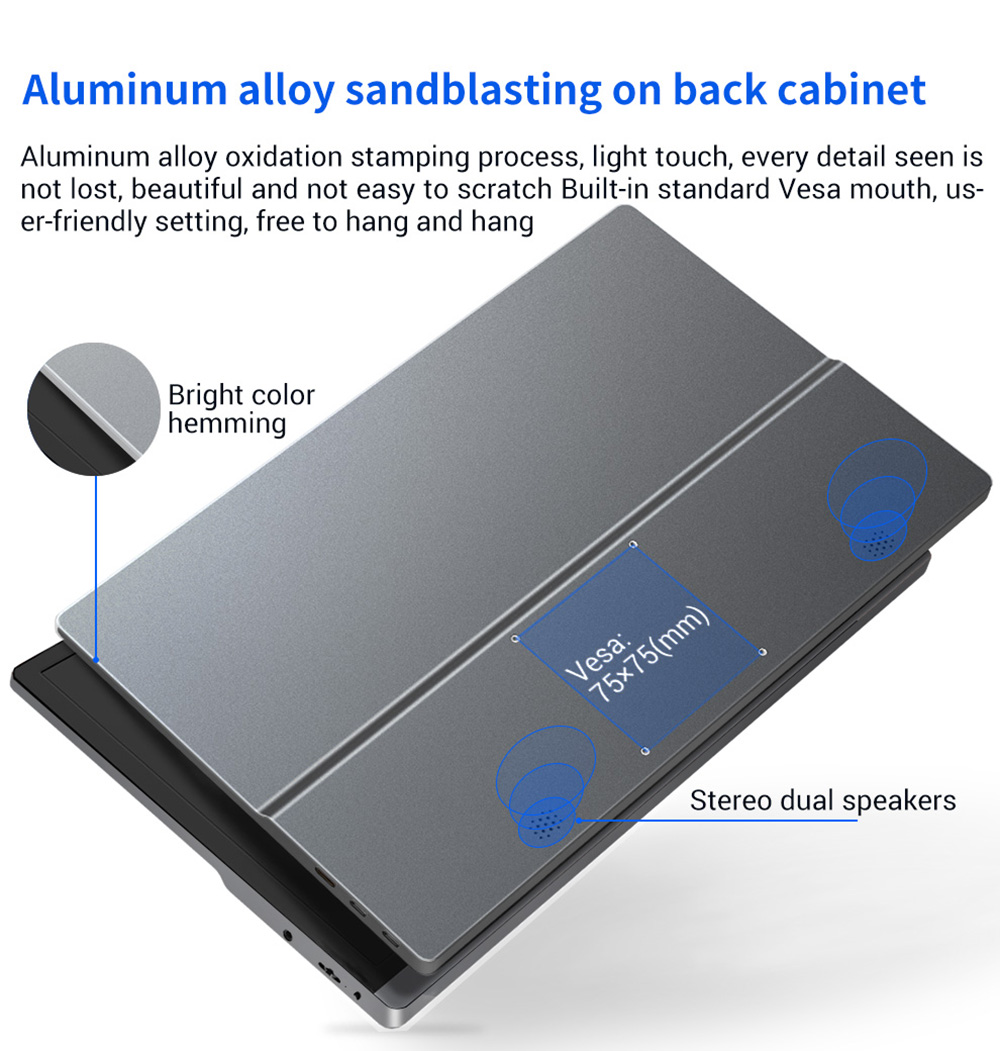 AOSIMAN ASM-156FCT Portable Monitor 15.6 inch IPS HDR 1920*1080 Resolution Full Metal Body Dual Type-C+Mini HDMI