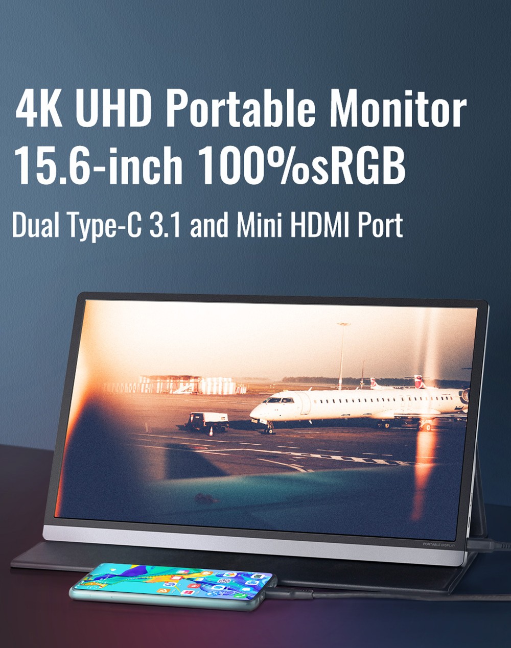 AOSIMAN ASM-156UCC Portable Monitor 15.6 inch IPS HDR 3840*2160 Resolution Full Metal Body Dual T ype-C+mini HDMI