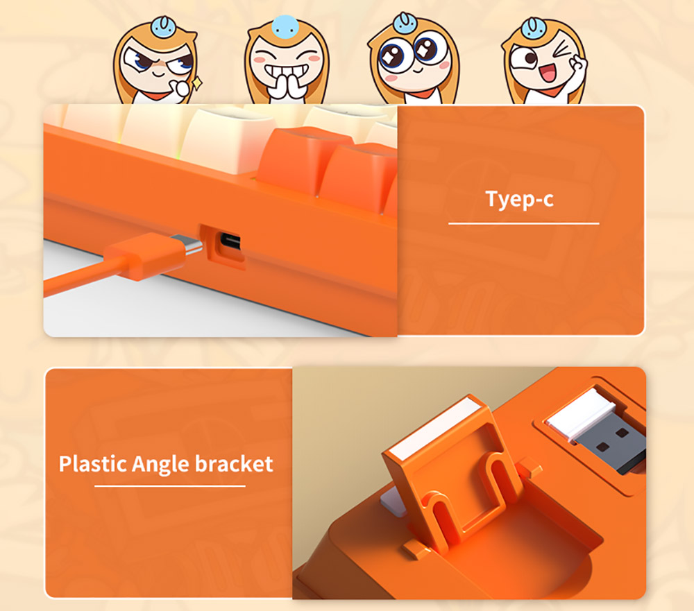 Ajazz Douyu DKW500 75% 81keys Wireless Triple Modes Gasket Hot Swapable RGB Mechanical Keyboard Knob Control - Creamy White