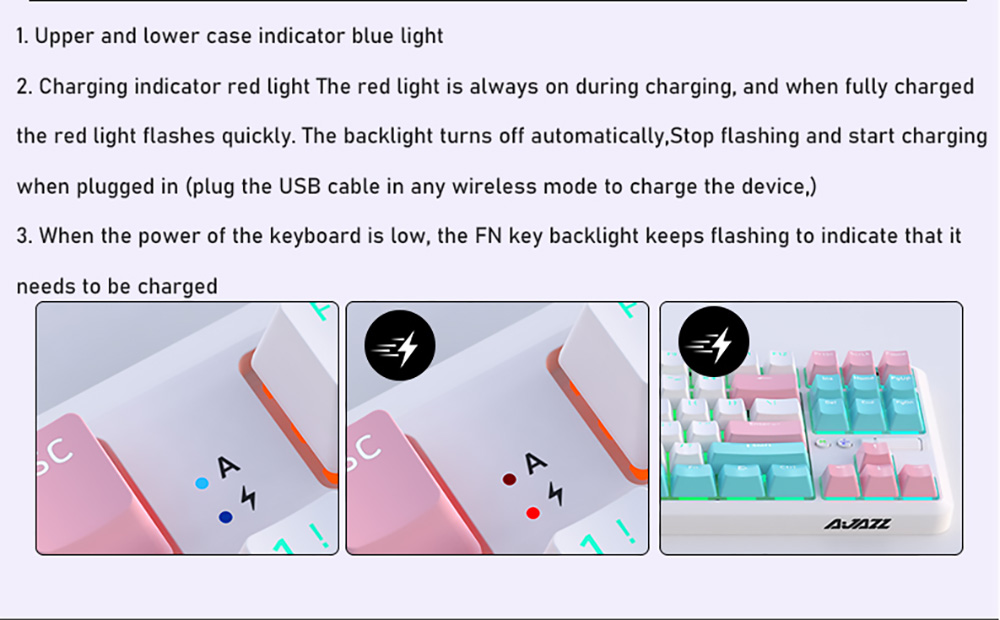 Ajazz K870T Pro 87 Keys Triple Modes Mechanical Keyboard RGB Backlit Brown Switch for Win/MacOS/iOS/Andriod -Summer Time