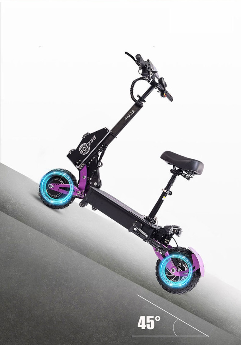 BEZIOR S2 PRO Electric Off-Road Scooter 11'' Wheel 1200W*2 Dual Motor 23Ah Battery 65km/h Max Speed 120kg Load