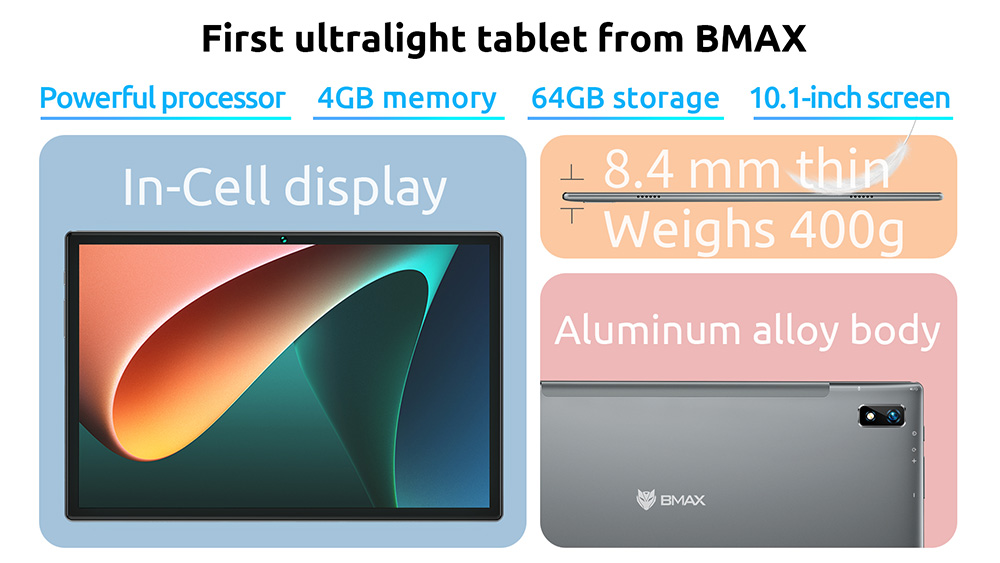 BMAX MaxPad I10 Pro UNISOC T310 10.1'' Full HD IPS Screen Tablet 4+64GB Android 11 4G LTE Network 6000mAh