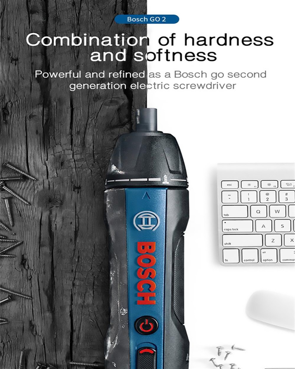 BOSCH GO2 Electric Screwdriver 3.6V 1.5Ah Cordless Rechargeable Hand Drill Power Tools, 0.2-5Nm 6-Speed Torque Adjustment, Smart Stop, Electronic Brake