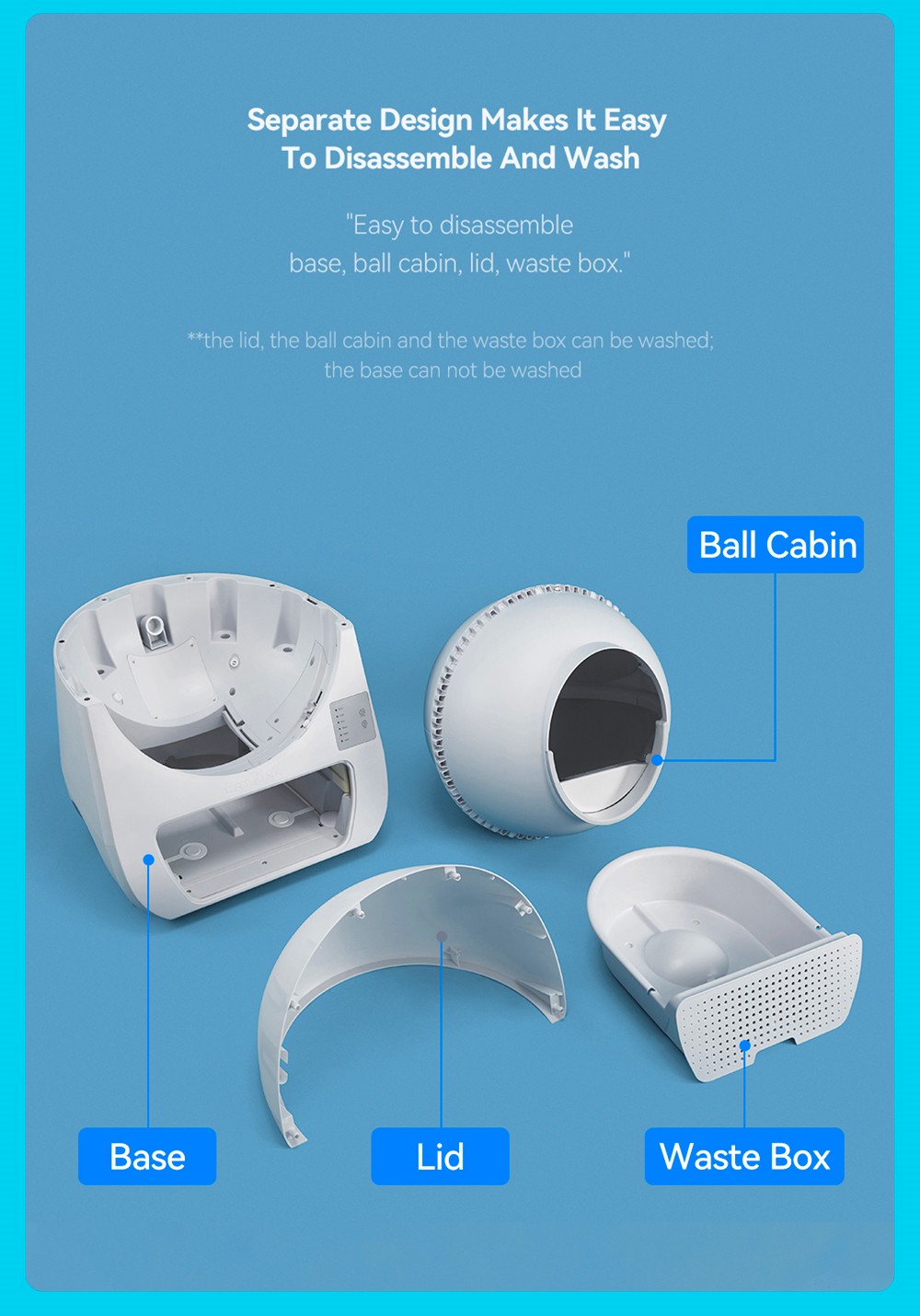 CATLINK CL-03 Automatic Cat Litter Pot, DC 12V 5W Auto-Sensing Mode One-Click Empty, 13L Capacity - Grey