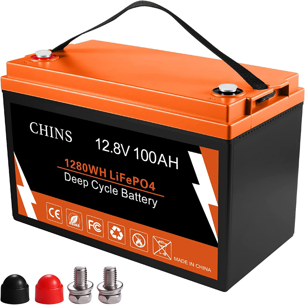CHINS 12V 100Ah LiFePO4 Lithium Battery, Built-in 100A BMS, for Replacing Most of Backup Power Off-Grid
