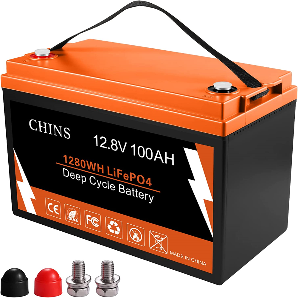New CHINS 12V 100Ah LiFePO4 Lithium Battery Built in 100A BMS For 