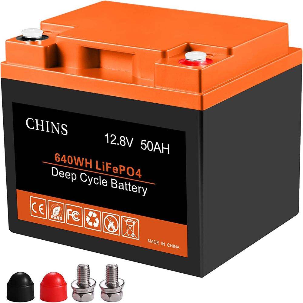 CHINS 12V 50Ah LiFePO4 Lithium Battery, Built-in 50A BMS, for Replacing Most of Backup Power Off-Grid