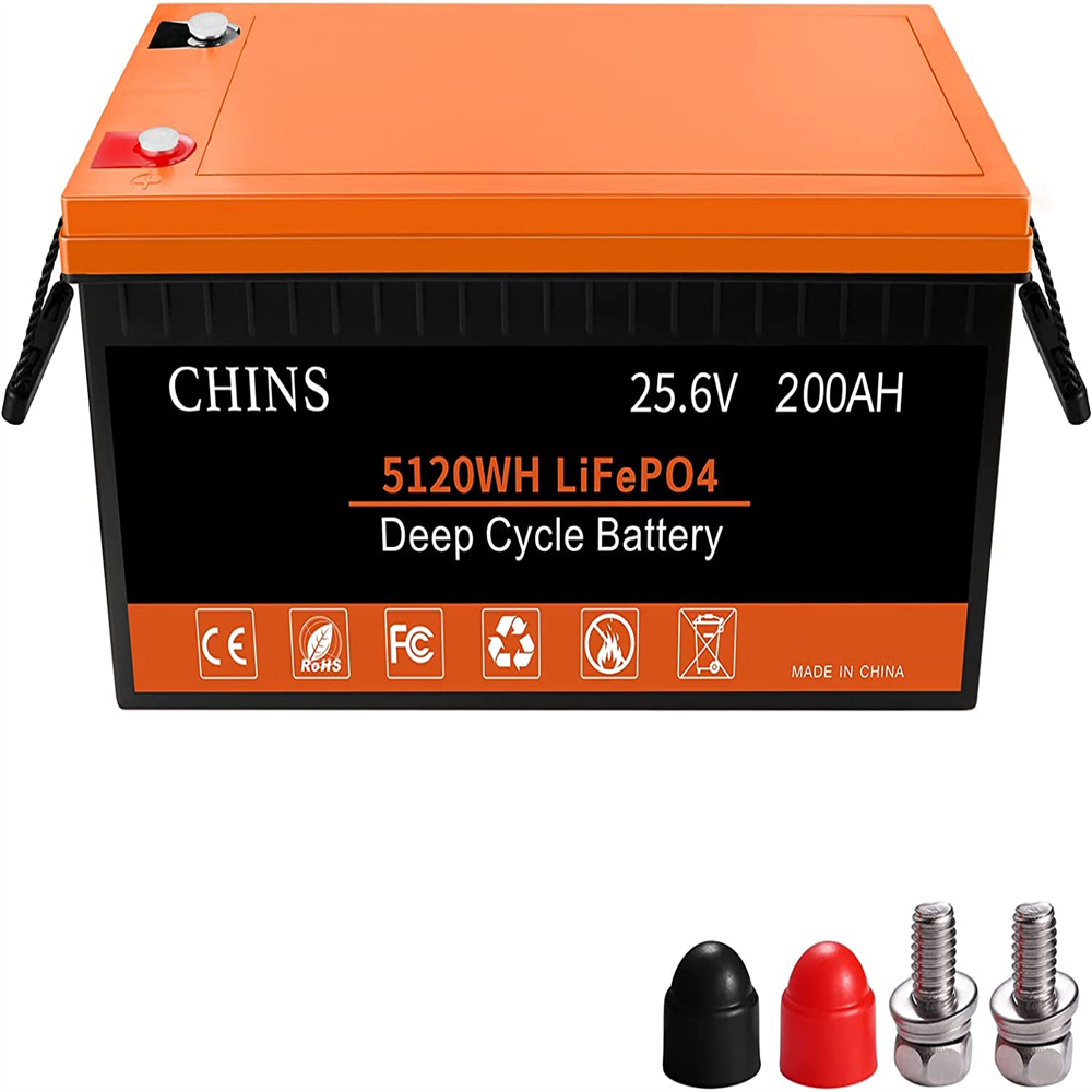 CHINS 24V 100Ah LiFePO4 Lithium Battery, Built-in 100A BMS, 2560W Power Output for RV Caravan Solar Off-Grid