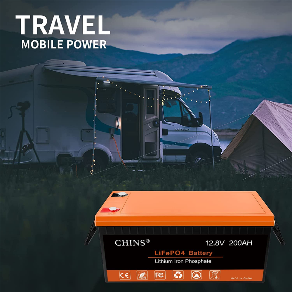 CHINS 24V 100Ah LiFePO4 Lithium Battery, Built-in 100A BMS, 2560W Power Output for RV Caravan Solar Off-Grid
