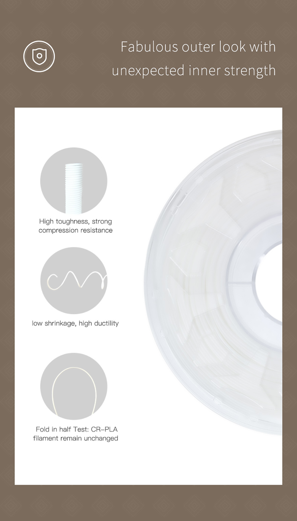 Creality CR-PLA 1.75mm 3D Printing Filament, Tolerance +/- 0.03mm, 1kg - White