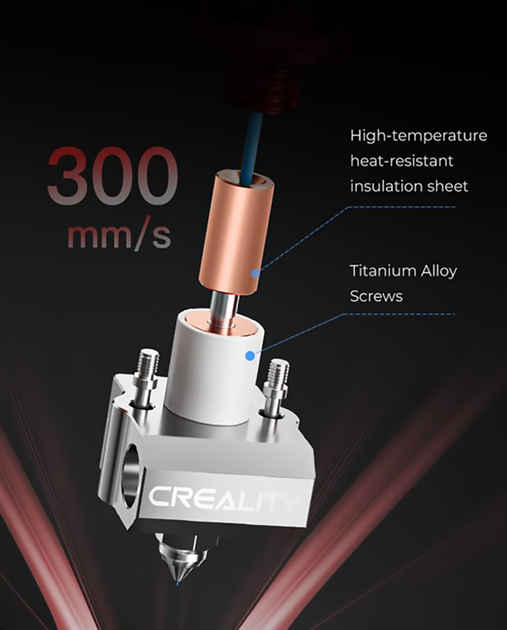 Creality Spider Hotend Pro, 300 Celsius High Temperature Resistant, 300mm/s High-Speed Printing, High Flow Printing - Upgrade Version