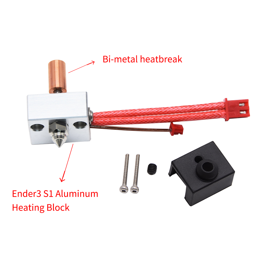 Creativity Ender-3 S1 Aluminum Heating Block Copper Plated Nozzle Kit, 300 Celsius Heater Sensor Thermistor
