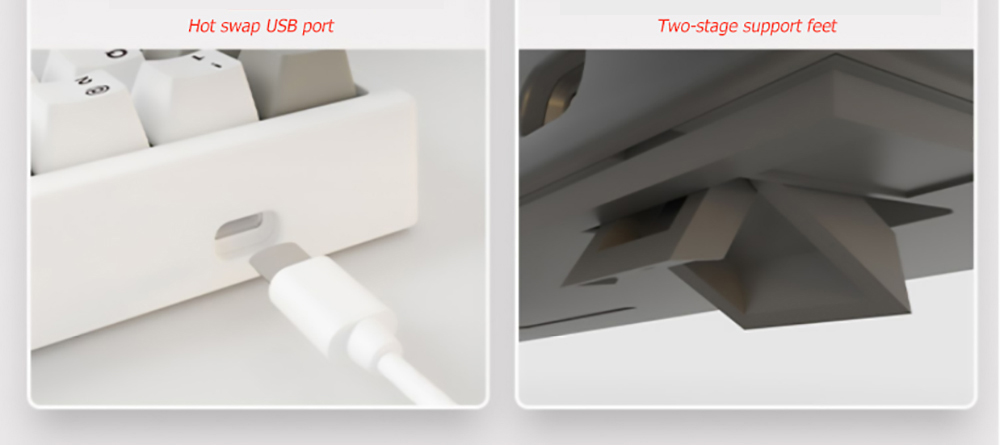 DUKHARO VN66 66 Keys 65% DIY Kit RGB Mechanical Gaming Keyboard Gasket Mount with Knob Control - White