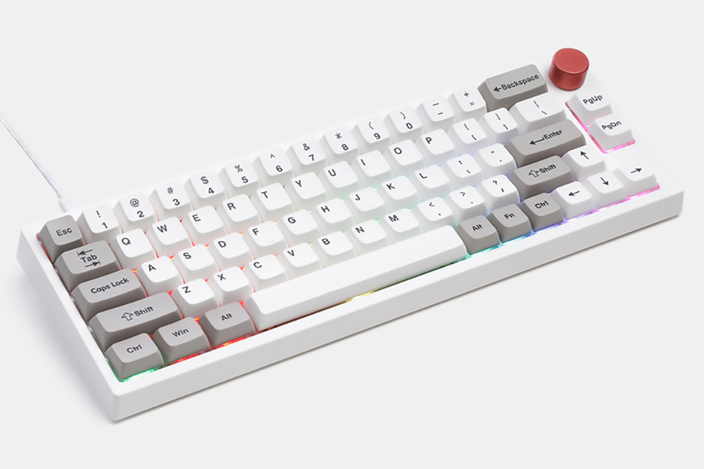 DUKHARO VN66 66 Keys 65% DIY Kit RGB Mechanical Gaming Keyboard Gasket Mount with Knob Control - White