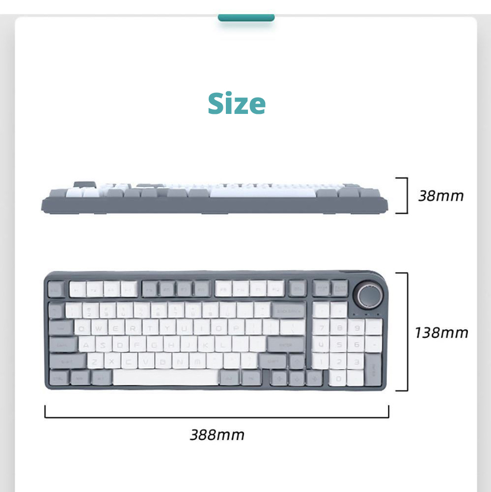 DUKHARO VN96 96% 96 key RGB Mechanical keyboard Gasket Mount with knob control Gateron Yellow - White