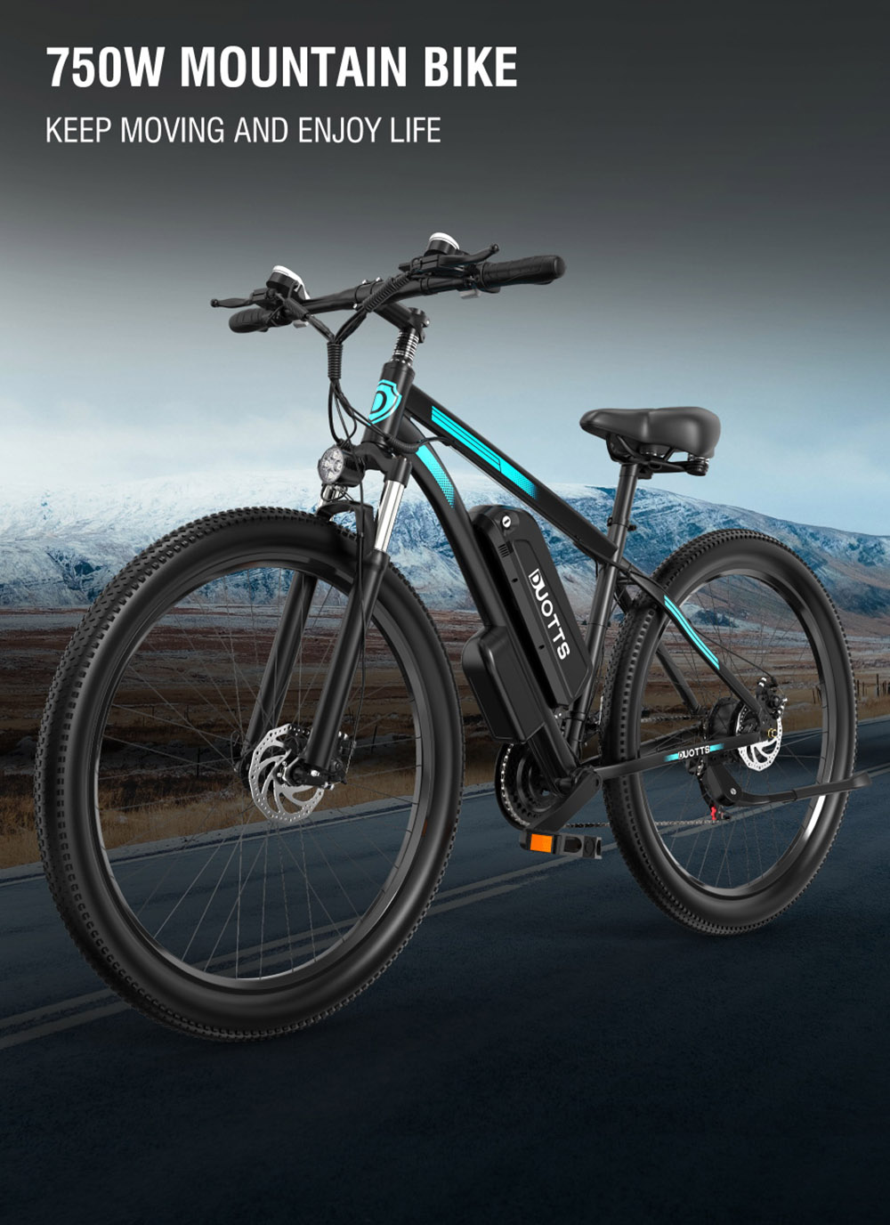 DUOTTS C29 Electric Bike 750W Mountain Bike 48V 15Ah Akkumulátor 50km hatótávhoz 50km/h Max Speed ​​Shimano 21 Speed ​​Gear