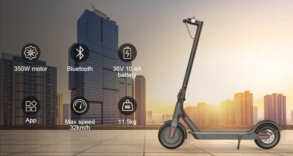 Electric Scooter 8.5'' Tire 350W Brushless Motor 10.4Ah Battery for 30km Mileage 32km/h Max Speed