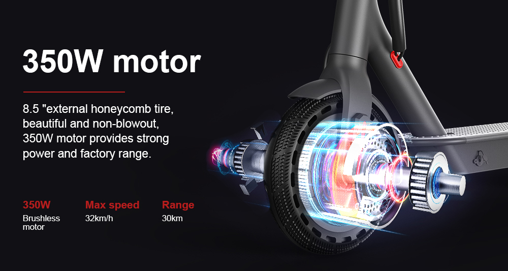 Electric Scooter 8.5'' Tire 350W Brushless Motor 10.4Ah Battery for 30km Mileage 32km/h Max Speed