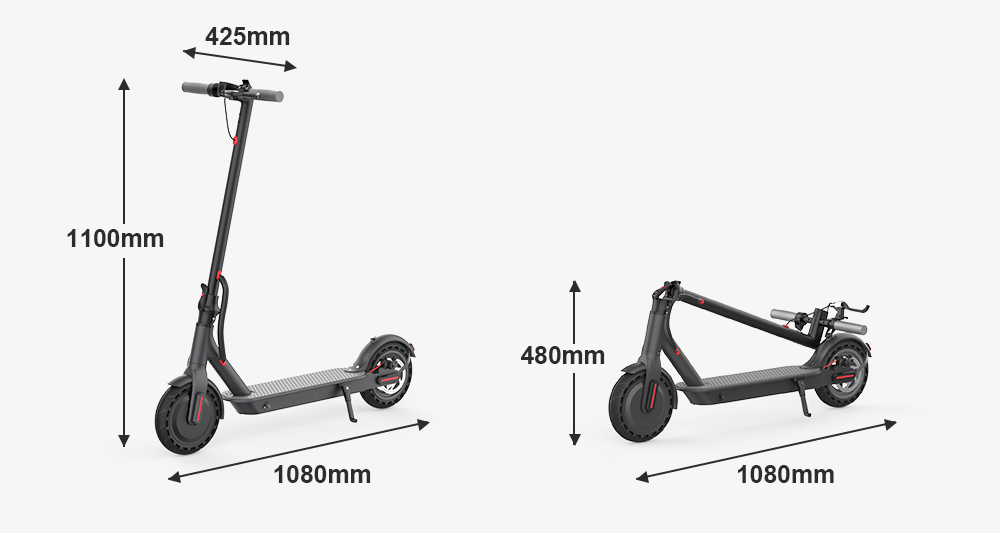 Electric Scooter 8.5'' Tire 350W Brushless Motor 10.4Ah Battery for 30km Mileage 32km/h Max Speed