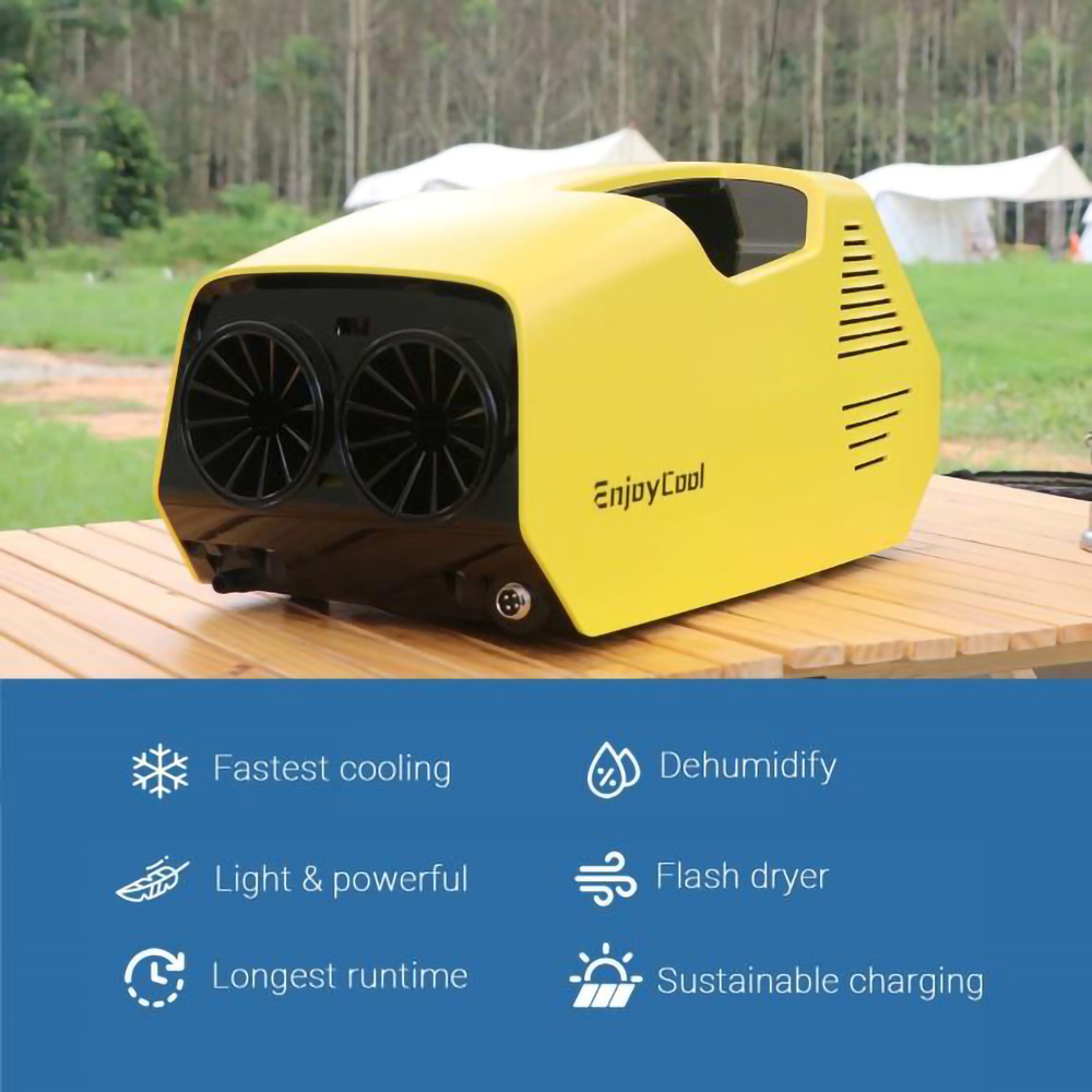 EnjoyCool Link Portable Outdoor Air Conditioner, 700W 2380 BTU Cooling Fan, 1022Wh Add-On Battery - Yellow