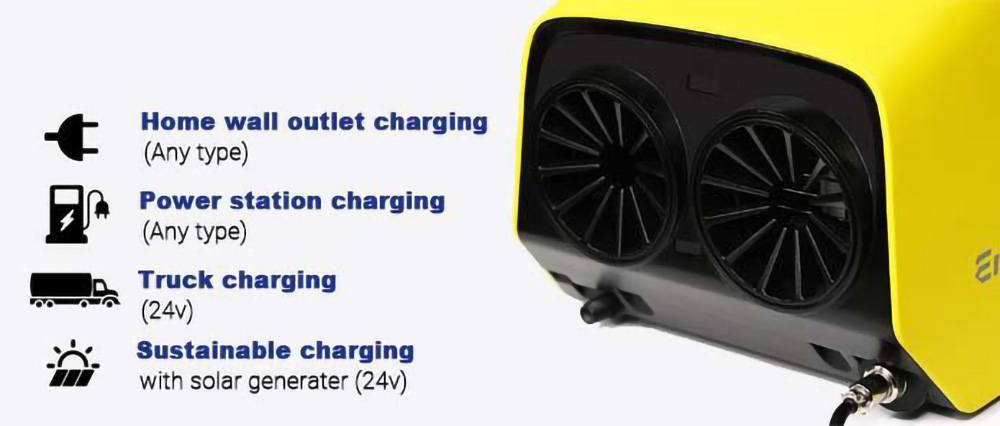 EnjoyCool Link Portable Outdoor Air Conditioner, 700W 2380 BTU Cooling Fan, 1022Wh Add-On Battery - Yellow