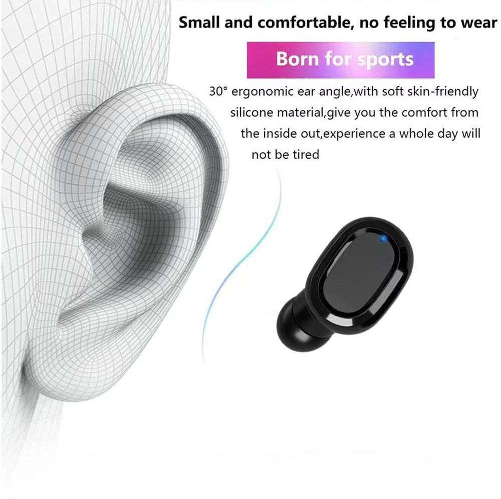F6D TWS Earbuds Touch Bluetooth 5.0 True Wireless Stereo Headset for Sports - Black