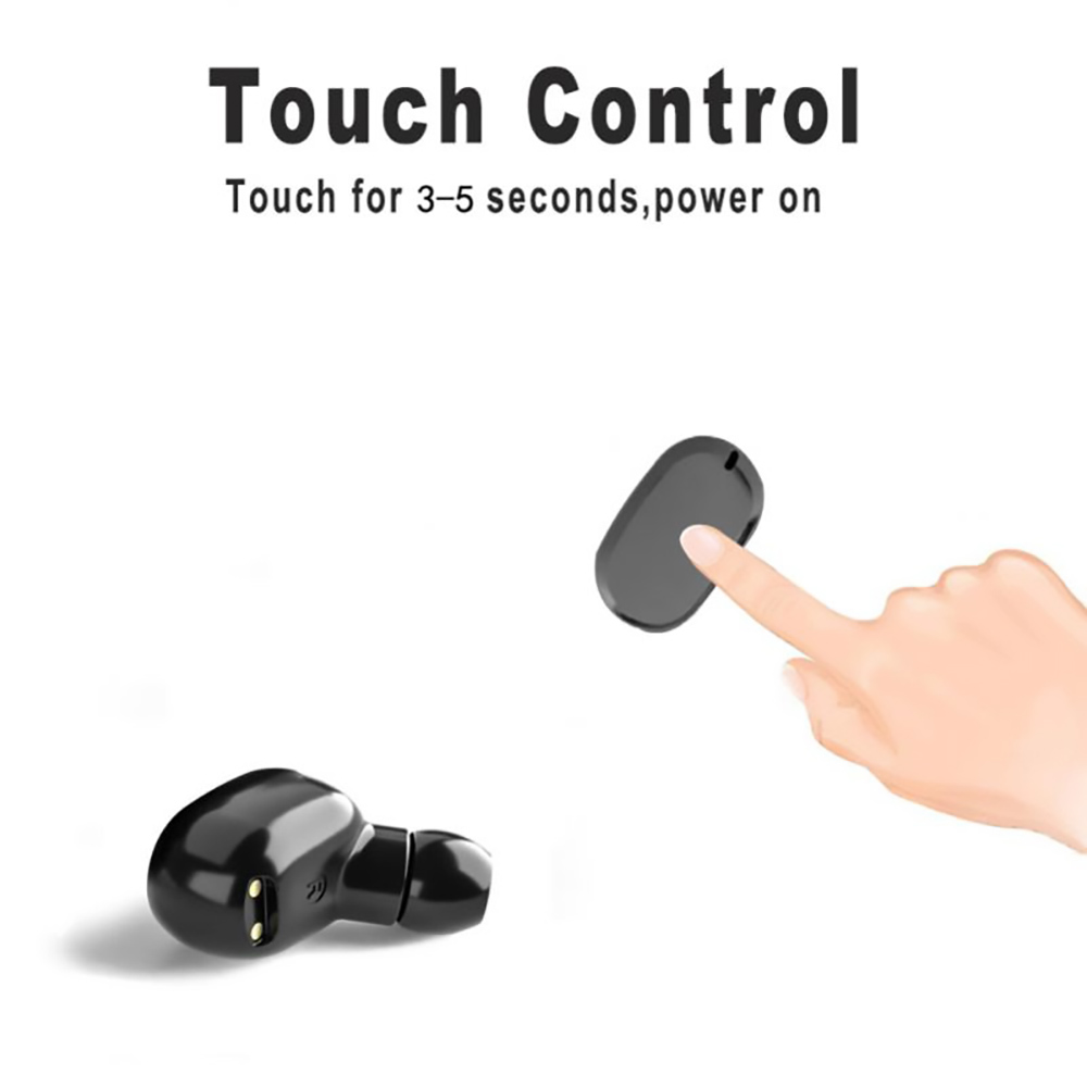 F6D TWS Earbuds Touch Bluetooth 5.0 True Wireless Stereo Headset for Sports - Black