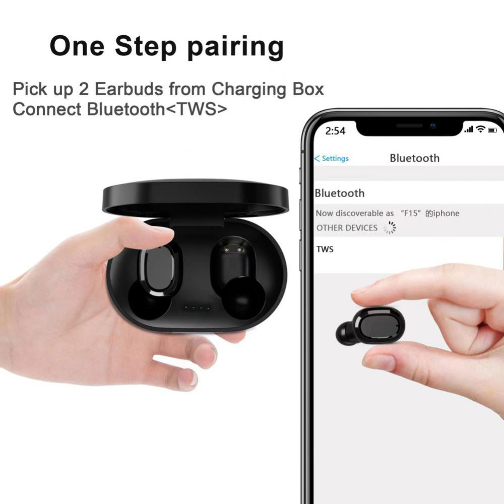 F6D TWS Earbuds Touch Bluetooth 5.0 True Wireless Stereo Headset for Sports - White