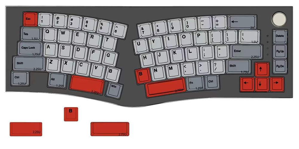 FEKER Alice 80 68-key 65% Gasket Hot Swappable Split Wired/Wireless Mechanical Keyboard DIY Kit, North-Facing LED Light - Black