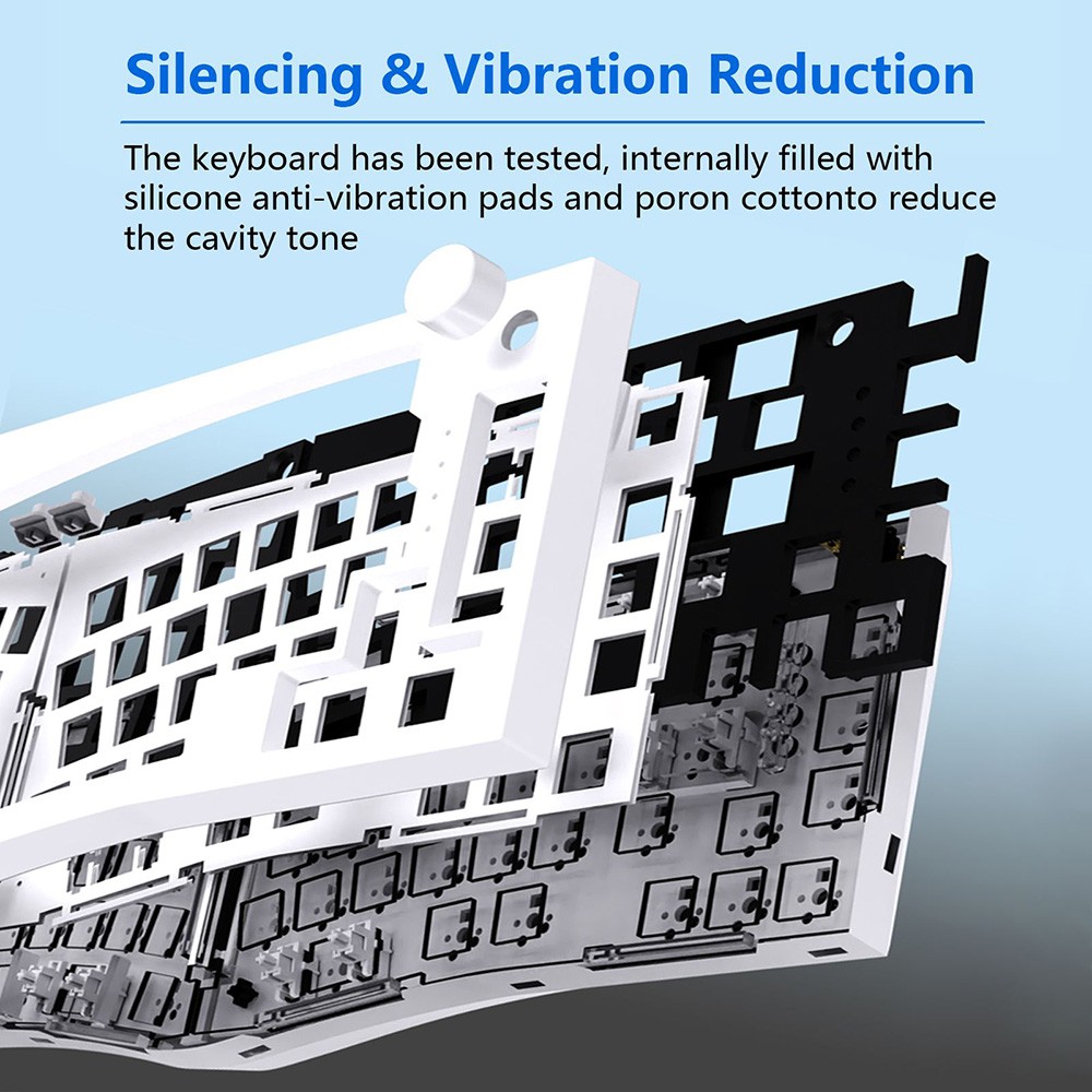 FEKER Alice 80 68-key 65% Gasket Hot Swappable Split Wired/Wireless Mechanical Keyboard DIY Kit, North-Facing LED Light - Black