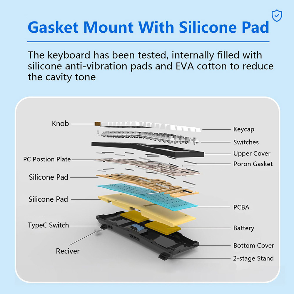 FEKER Alice 80 68-key 65% Gasket Hot Swappable Split Wired/Wireless Mechanical Keyboard DIY Kit, North-Facing LED Light - White
