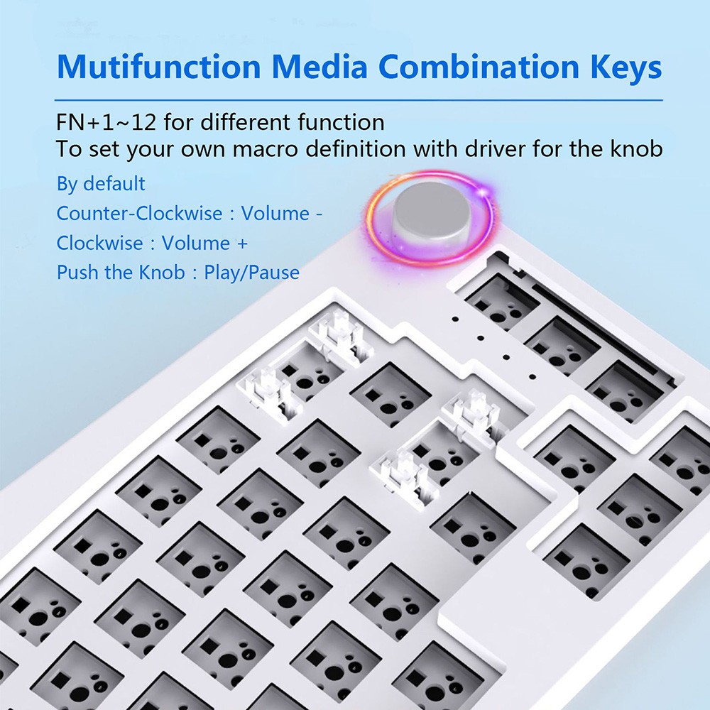 FEKER Alice 80 68-key 65% Gasket Hot Swappable Split Wired/Wireless Mechanical Keyboard DIY Kit, North-Facing LED Light - White