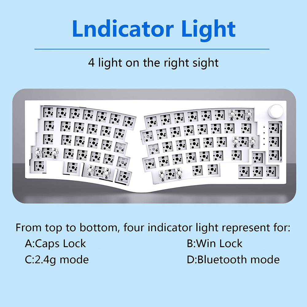 FEKER Alice 80 68-key 65% Gasket Hot Swappable Split Wired/Wireless Mechanical Keyboard DIY Kit, North-Facing LED Light - White