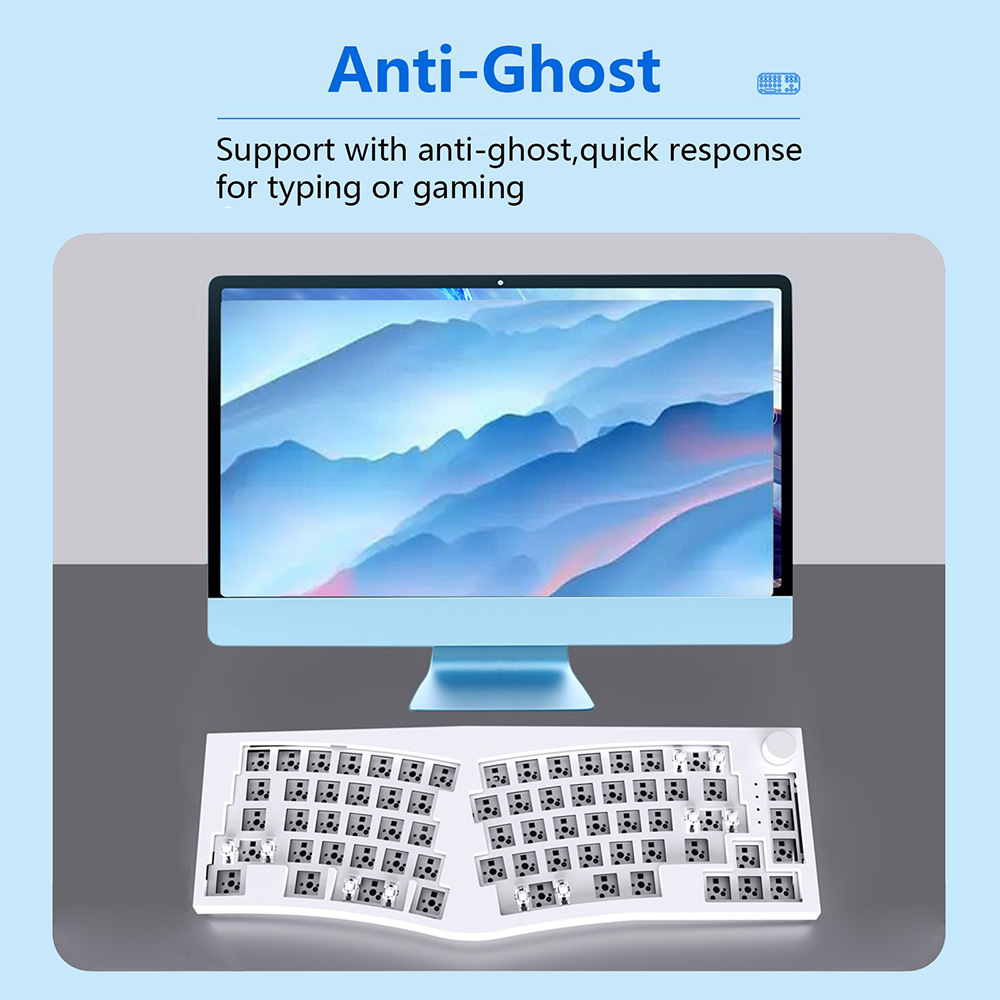 FEKER Alice 80 68-key 65% Gasket Hot Swappable Split Wired/Wireless Mechanical Keyboard DIY Kit, North-Facing LED Light - White