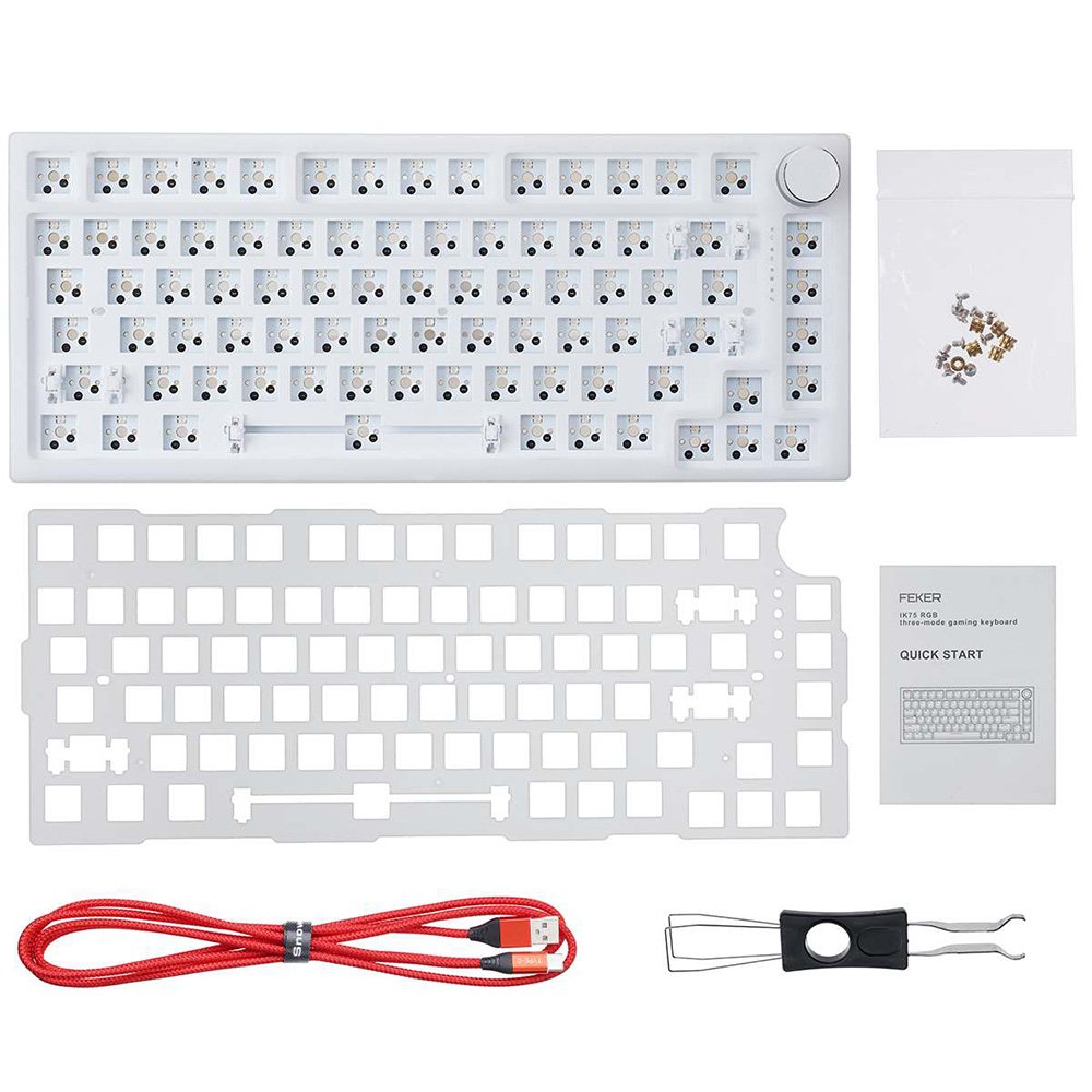 FEKER IK75 PRO QMK/VIA Kit 75% 82 Keys Gasket Hot Swappable Wired Mechanical Keyboard DIY Kit - White