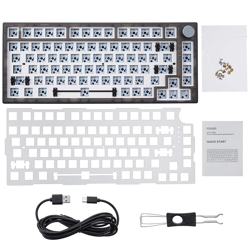 FEKER IK75 PRO QMK/VIA Kit 75% 82 Keys Gasket Hot Swappable Wired Mechanical Keyboard DIY Kit - White