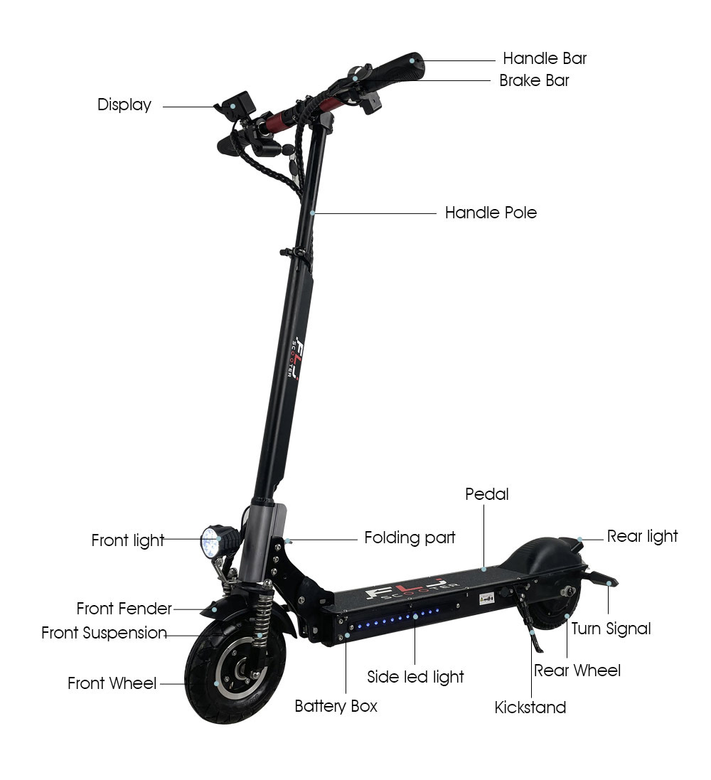 FLJ C8 800W Motor Electric Scooter 8'' Tire 18Ah Battery for 40-60km Range 35km/h Max Speed with Seat
