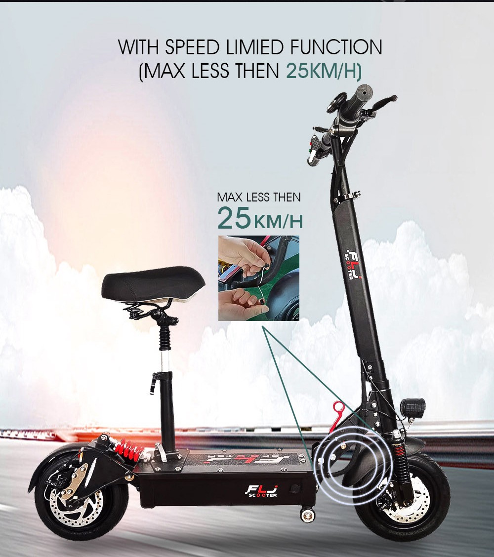 FLJ SK1 1200W Motor Electric Scooter Foldable 10'' Tire 35Ah Battery for 90-120km Range 45km/h Max Speed with Seat