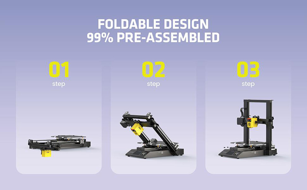 FOKOOS Odin-5 F3 Foldable 3D Printer, Direct Drive, 0.1mm High Precision, Dual Z-axis, 99% Pre-Assembled, 235x235x250mm