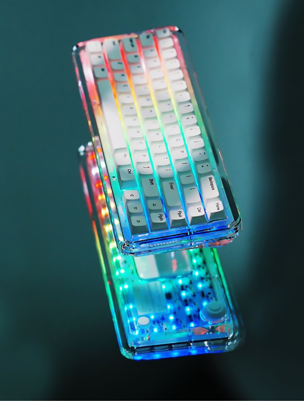 FirstBlood B67 65% Full Acrylic Gasket Mount Wired/Bluetooth/2.4G Triple Mode RGB Mechanical Keyboard -Black Transparent