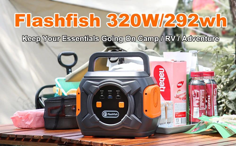 Kit d'alimentation d'urgence extérieur avec panneau solaire SP 18 V 100 W et centrale électrique portable Flashfish A301 292WH 320 W