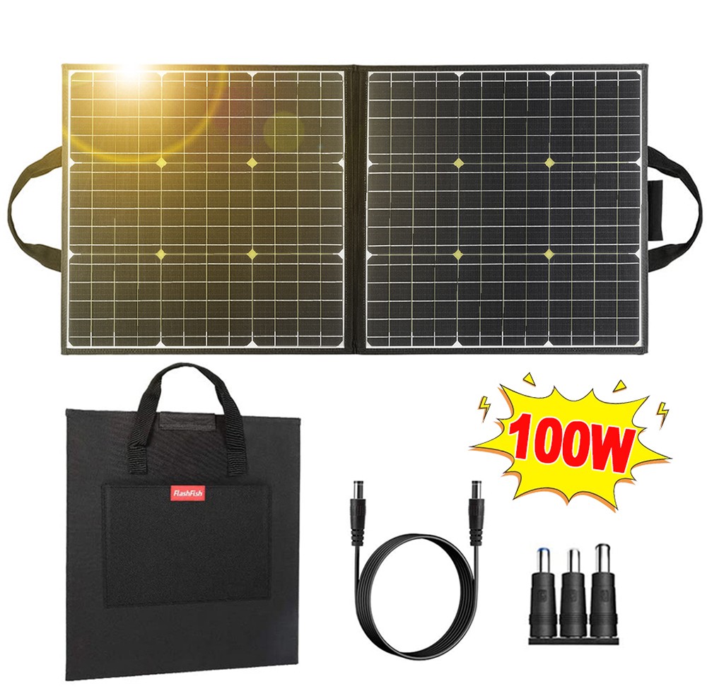 Kit d'alimentation d'urgence extérieur avec panneau solaire SP 18V 100W + centrale électrique portable Flashfish A301 292WH 320W