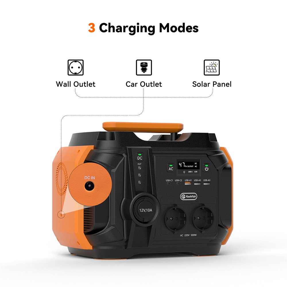 FF Flashfish A501 540Wh 500W Portable Power Station + SP 18V 100W Foldable Solar Panel Outdoor Emergency Power Supply Kit, AC 230V Output Portable Solar Generator CPAP Battery Failure Provides Emergency Power Supply for Motorhomes/Vans Outdoor 17 Flashfish A501 540Wh 500W Portable Power Station + SP 18V 100W Foldable Solar Panel Outdoor Emergency Power Supply Kit