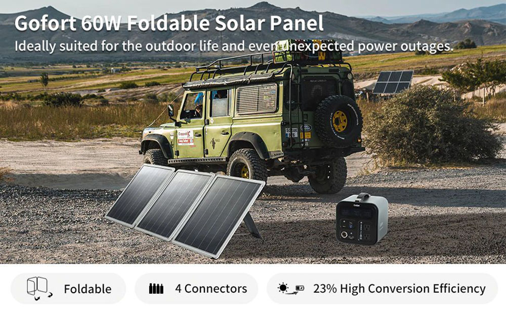 GOFORT 60W 18V Portable Solar Panel Foldable Solar Charger with USB Outputs